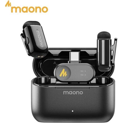 MAONO T1 Mini Pro Wireless Lavalier Microphone Lapel Mic-AI Noise Cancellation App Control for Audio Video Recording Vlogging MAONO T1 Mini Pro Wireless Lavalier Microphone Lapel Mic-AI Noise Cancellation App Control for Audio Video Recording Vlogging