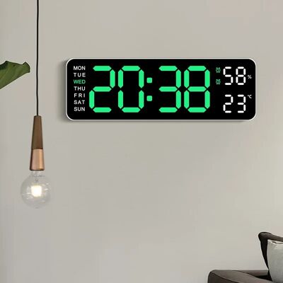 NieNie USB Powered Large Digital Wall Clock 9 Inch Temperature Humidity Week Auto Dimmer Table Clock Electronic LED Alarm Clock 12/24H NieNie USB Powered Large Digital Wall Clock 9 Inch Temperature Humidity Week Auto Dimmer Table Clock Electronic LED Alarm Clock 12/24H