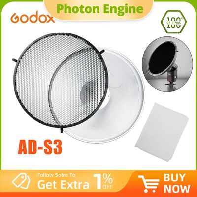 Godox AD-S3 Beauty Dish Reflector with Honeycomb Cover for Godox Witstro AD200 Pocket Flash Godox AD180 AD360 AD360II Speedlite Godox AD-S3 Beauty Dish Reflector with Honeycomb Cover for Godox Witstro AD200 Pocket Flash Godox AD180 AD360 AD360II Speedlite