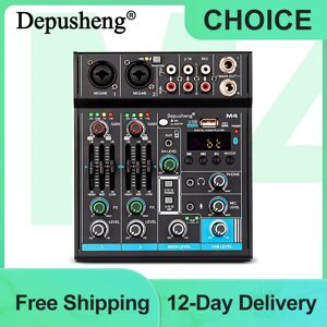 Audio Mixer Depusheng M4 4-Channels Mini Sound Mixing Console Bluetooth USB Record Computer 5V Repaeat Effect Audio Mixer Depusheng M4 4-Channels Mini Sound Mixing Console Bluetooth USB Record Computer 5V Repaeat Effect