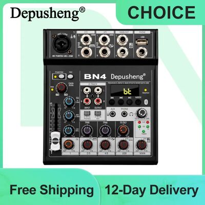 Audio Mixer Depusheng BN4 Professional 5 Channels DJ Mixing Console with sound card 48V Phantom Power BLUEtooth PC For Recording Audio Mixer Depusheng BN4 Professional 5 Channels DJ Mixing Console with sound card 48V Phantom Power BLUEtooth PC For Recording