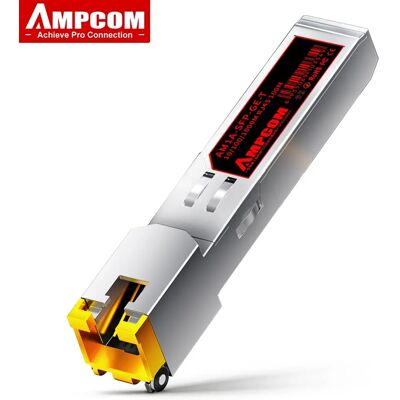 AMPCOM 1.25G SFP-T to RJ45 SFP Transceiver, Ethernet Copper 1000BASE-T SFP Module for Cisco H3C HUAWEI TP-Link and More AMPCOM 1.25G SFP-T to RJ45 SFP Transceiver, Ethernet Copper 1000BASE-T SFP Module for Cisco H3C HUAWEI TP-Link and More