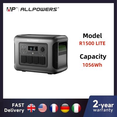 ALLPOWERS R1500 LITE Portable Power Station 1056Wh LiFePO4 Battery 1600W (3200W peak) AC Output Solar Generator for Camping RV ALLPOWERS R1500 LITE Portable Power Station 1056Wh LiFePO4 Battery 1600W (3200W peak) AC Output Solar Generator for Camping RV