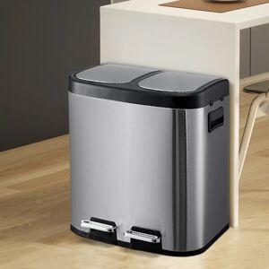 【Lifeideas】30 L/8 Gallon Trash Can, Rectangular Dual Compartment Recycling Step Bin, Stainless Steel Kitchen Trash Can 【Lifeideas】30 L/8 Gallon Trash Can, Rectangular Dual Compartment Recycling Step Bin, Stainless Steel Kitchen Trash Can