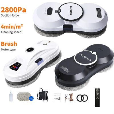 DIVEDEER Window cleaning robot 5600PA large suction electric spray window cleaning robot fall prevention remote cleaner DIVEDEER Window cleaning robot 5600PA large suction electric spray window cleaning robot fall prevention remote cleaner