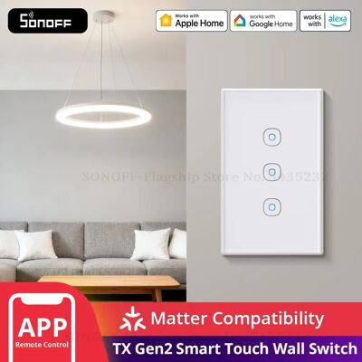 SONOFF T6 120 Matter TX Gen2 US Smart Touch Wall Switch Detach Relay Adjustable Night Switch Locator Apple Ecosystem Compatible SONOFF T6 120 Matter TX Gen2 US Smart Touch Wall Switch Detach Relay Adjustable Night Switch Locator Apple Ecosystem Compatible