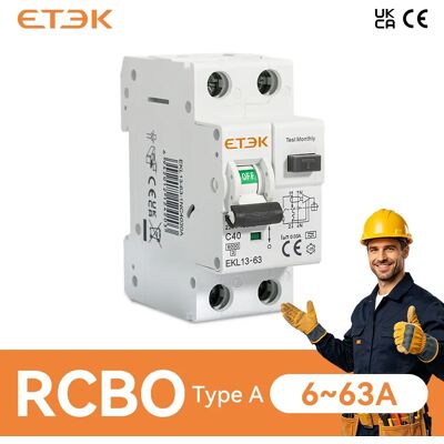 ETEK RCBO Low Voltage Residual Current Circuit Breaker A Type 30mA 1P N Short Current Leakage Protection RCD EKL13 ETEK RCBO Low Voltage Residual Current Circuit Breaker A Type 30mA 1P N Short Current Leakage Protection RCD EKL13