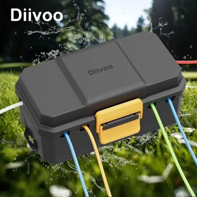 NONE Diivoo Outdoor Waterproof Electrical Box Outside 6 Cable Connection Socket Enclosure Protect Power Strip Timer Outlet Plug NONE Diivoo Outdoor Waterproof Electrical Box Outside 6 Cable Connection Socket Enclosure Protect Power Strip Timer Outlet Plug