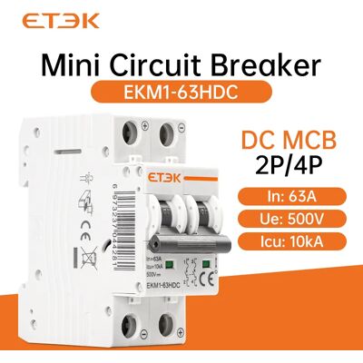 ETEK 2P DC 1000V Solar Mini Circuit Breaker 32A 63A DC MCB for PV System EKM1-63HDC ETEK 2P DC 1000V Solar Mini Circuit Breaker 32A 63A DC MCB for PV System EKM1-63HDC