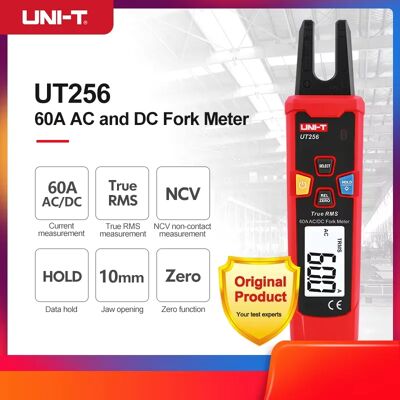 UNI-T 60A AC DC Current Fork Meter UT256 True RMS Amperometric Clamp Meter Digital Ammeter NCV Test UNI-T 60A AC DC Current Fork Meter UT256 True RMS Amperometric Clamp Meter Digital Ammeter NCV Test