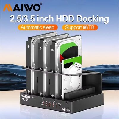 MAIWO 4 Bay Hard Drive Enclosure Sata to USB 3.0 External Multi-Bay 2.5& 3.5 Inch HDD SDD Docking Station Hard Disk Box For Pc MAIWO 4 Bay Hard Drive Enclosure Sata to USB 3.0 External Multi-Bay 2.5& 3.5 Inch HDD SDD Docking Station Hard Disk Box For Pc