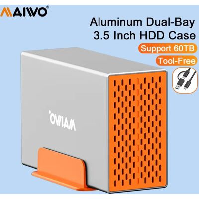 MAIWO 2 Bay 3.5 Inch External Hard Drive Enclosure Aluminum Shell Heat Dissipation 2.5/3.5 External HD Case for 2.5 3.5 SSD HDD MAIWO 2 Bay 3.5 Inch External Hard Drive Enclosure Aluminum Shell Heat Dissipation 2.5/3.5 External HD Case for 2.5 3.5 SSD HDD