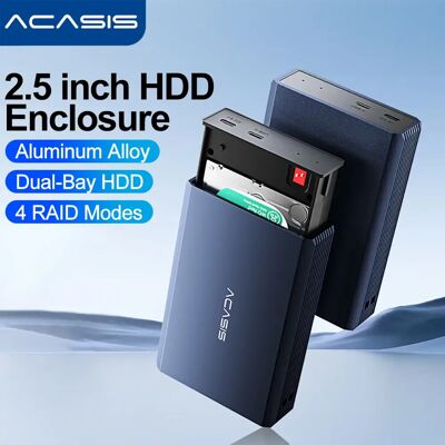 Acasis Dual-bay 2.5 Inch HDD Case External Hard Drive Enclosure Case HDD SSD Case RAID Array Type C 2.5 Acasis Dual-bay 2.5 Inch HDD Case External Hard Drive Enclosure Case HDD SSD Case RAID Array Type C 2.5