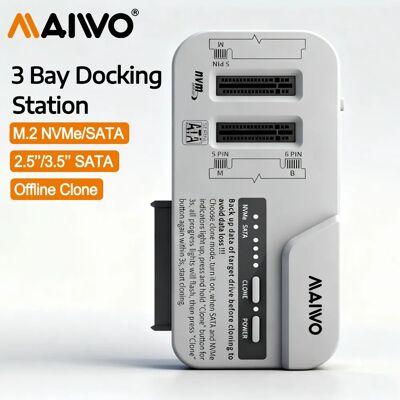 MAIWO 2.5/3.5 Inch SATA HDD/SSD Case M.2 NVMe/SATA SSD Enclosure Adapter USB3.2 Gen2 USB C External Case Supports Offline Clone MAIWO 2.5/3.5 Inch SATA HDD/SSD Case M.2 NVMe/SATA SSD Enclosure Adapter USB3.2 Gen2 USB C External Case Supports Offline Clone