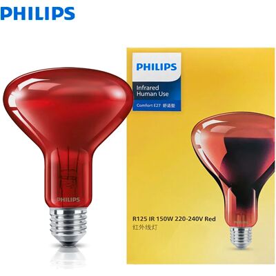 Philips Infrared Lamp R125 150W E27 Human Use Red Heat Incandescent Light IR Comfort 150 220-240V Bulb For Healthcare & Relax Philips Infrared Lamp R125 150W E27 Human Use Red Heat Incandescent Light IR Comfort 150 220-240V Bulb For Healthcare & Relax
