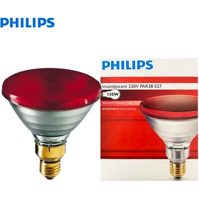 Philips Infrared Lamp PAR38 150W E27 Human Use Red Heat Incandescent Light IR Comfort 230V Bulb For Healthcare & Relax Philips Infrared Lamp PAR38 150W E27 Human Use Red Heat Incandescent Light IR Comfort 230V Bulb For Healthcare & Relax