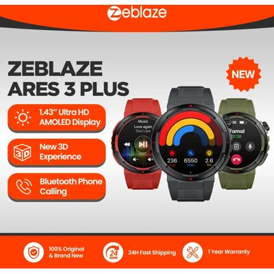 New Zeblaze Ares 3 Plus 1.43'' HD AMOLED Display Voice Calling Smartwatch New 3D Interactive Health&Fitness Tracking Smart Watch New Zeblaze Ares 3 Plus 1.43'' HD AMOLED Display Voice Calling Smartwatch New 3D Interactive Health&Fitness Tracking Smart Watch