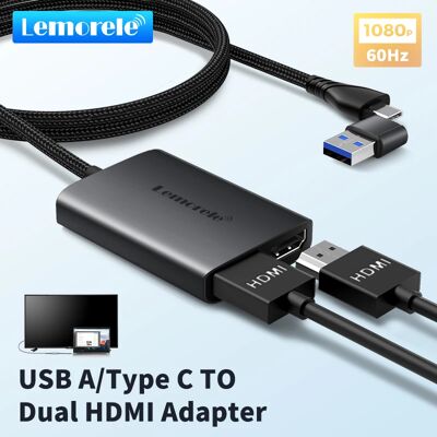 Lemorele HD10 Mac & Win MST Hub Docking Station Triple Display USB-C/A to 2x HDMI Aluminum Body Braided Cable Lemorele HD10 Mac & Win MST Hub Docking Station Triple Display USB-C/A to 2x HDMI Aluminum Body Braided Cable
