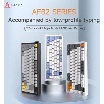 AJAZZ AF82 3-Mode Wireless Keyboard Silent Membrane Slim Portable Ergonomic Office Keyboard For Laptop PC Windows Mac AJAZZ AF82 3-Mode Wireless Keyboard Silent Membrane Slim Portable Ergonomic Office Keyboard For Laptop PC Windows Mac