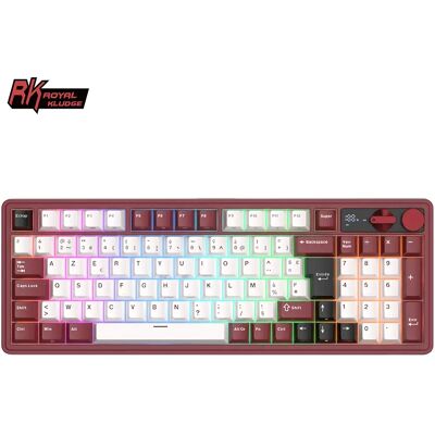RK ROYAL KLUDGE M100 French Gamer Keyboard 96% PBT Keycap RGB 8000mAh BT5.0/2.4G/USB Wireless Mechanical Keyboard Screen Dual Knobs RK ROYAL KLUDGE M100 French Gamer Keyboard 96% PBT Keycap RGB 8000mAh BT5.0/2.4G/USB Wireless Mechanical Keyboard Screen Dual Knobs