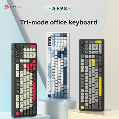 AJAZZ AF98 Wireless/Wired Keyboard Mechanical Feel Office Long Battery Life Three-Mode RGB Mixed Light ABS Keycaps Ergonomics AJAZZ AF98 Wireless/Wired Keyboard Mechanical Feel Office Long Battery Life Three-Mode RGB Mixed Light ABS Keycaps Ergonomics