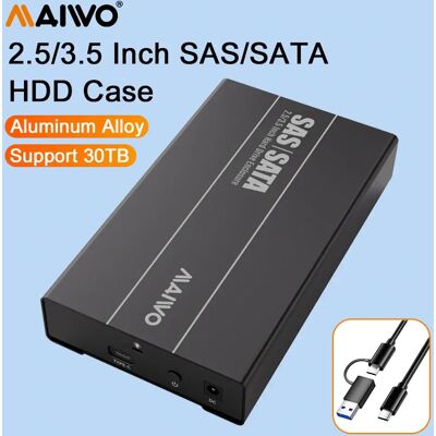 MAIWO 2.5/3.5 Inch SAS/SATA External Hard Drive Enclosure SAS/SATA HDD Case Sata to Type-C Hdd Dock Support Max 30T HDD/SSD Disk MAIWO 2.5/3.5 Inch SAS/SATA External Hard Drive Enclosure SAS/SATA HDD Case Sata to Type-C Hdd Dock Support Max 30T HDD/SSD Disk