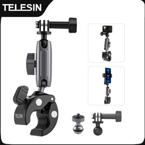 TELESIN Motorcycle Bicycle Rail Mount Clamp with 360 degree Ball Mount Clip For Gopro Hero DJI OSMO Action Insta 360 For Phone TELESIN Motorcycle Bicycle Rail Mount Clamp with 360 degree Ball Mount Clip For Gopro Hero DJI OSMO Action Insta 360 For Phone
