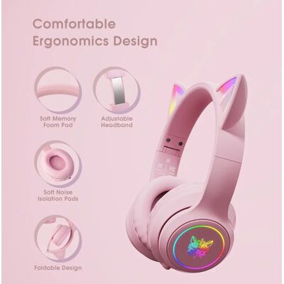 ONIKUMA B90 Pink Gaming Headset - Wireless, RGB Lights ONIKUMA B90 Pink Gaming Headset - Wireless, RGB Lights