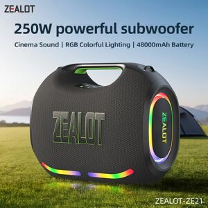 ZEALOT-ZE21 250W Portable Bluetooth Speaker High Volume Waterproof 48000mAh Wireless TWS Subwoofer Suporrt USB/TF/AUX RGB light ZEALOT-ZE21 250W Portable Bluetooth Speaker High Volume Waterproof 48000mAh Wireless TWS Subwoofer Suporrt USB/TF/AUX RGB light