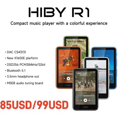 HiBy R1 HiFi Audio Music Player MP3 USB DAC WiFi Bluetooth 5.1 DSD256 PCM384kHz/32bit X1600E CS43131 MSEB Web Radio 3.5mm Output HiBy R1 HiFi Audio Music Player MP3 USB DAC WiFi Bluetooth 5.1 DSD256 PCM384kHz/32bit X1600E CS43131 MSEB Web Radio 3.5mm Output
