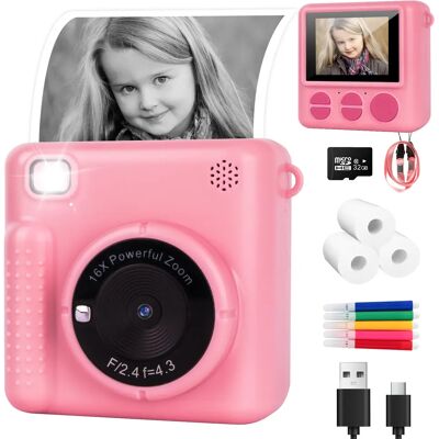 NONE Children's Camera, 48MP 1080P Instant Camera Children's Instant Print Camera with 32GB Card & 3 Rolls Photos Print Paper, Camera Camera Toy Gifts for Girls & Boys from 3-12 Years NONE Children's Camera, 48MP 1080P Instant Camera Children's Instant Print Camera with 32GB Card & 3 Rolls Photos Print Paper, Camera Camera Toy Gifts for Girls & Boys from 3-12 Years
