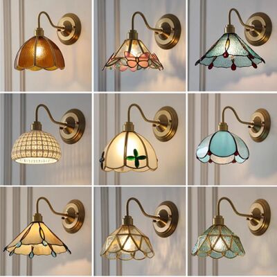 Ramalho Retro Copper Tiffany Wall Lamp Simple Reading Light Hanging Villa Bedroom Corridor Living Room Decorative Light Chandeliers Ramalho Retro Copper Tiffany Wall Lamp Simple Reading Light Hanging Villa Bedroom Corridor Living Room Decorative Light Chandeliers