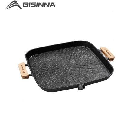 BISINNA Square BBQ Grill Pan Non Stick Stovetop Barbeque Tray Korean Roasting Grill Plate Outdoor Camping Supplies BISINNA Square BBQ Grill Pan Non Stick Stovetop Barbeque Tray Korean Roasting Grill Plate Outdoor Camping Supplies
