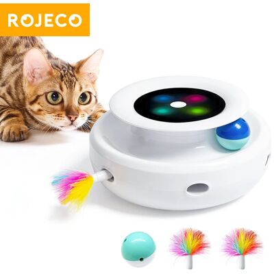Rojeco 2-in-1 Cat Toy - Supports 5 Modes, Colorful Feathers & Balls Rojeco 2-in-1 Cat Toy - Supports 5 Modes, Colorful Feathers & Balls