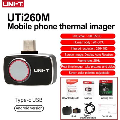 UNI-T Thermal Imager For Mobile Phone UTI260M UTI256M 256x192 Pixel Thermal Imaging Camera Water Pipe Floor Heating Detection UNI-T Thermal Imager For Mobile Phone UTI260M UTI256M 256x192 Pixel Thermal Imaging Camera Water Pipe Floor Heating Detection