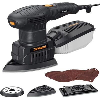 DOVAMAN 3-in-1 Multi Sander, 200W Electric Sander Tool with 6 Speed Settings, 15 Sandpapers, Low Vibration & Dust Collection DOVAMAN 3-in-1 Multi Sander, 200W Electric Sander Tool with 6 Speed Settings, 15 Sandpapers, Low Vibration & Dust Collection