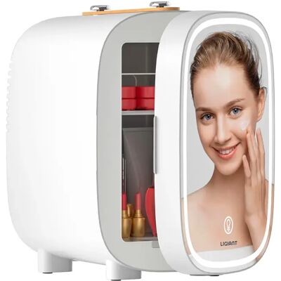 LIGIANT Mini Fridge, Skincare Refrigerator With 3-Level Dimmable LED Light Mirror, Low Noise 4L Makeup Fridge, Cooler & Warmer LIGIANT Mini Fridge, Skincare Refrigerator With 3-Level Dimmable LED Light Mirror, Low Noise 4L Makeup Fridge, Cooler & Warmer