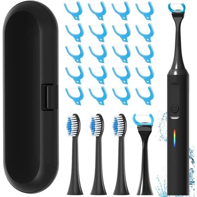 NONE Sonic Electric Toothbrush Set - 20 Floss Picks Heads, 3 Modes and 2 Min Smart Timer, Compatible with Philips Sonicare Brush Head NONE Sonic Electric Toothbrush Set - 20 Floss Picks Heads, 3 Modes and 2 Min Smart Timer, Compatible with Philips Sonicare Brush Head