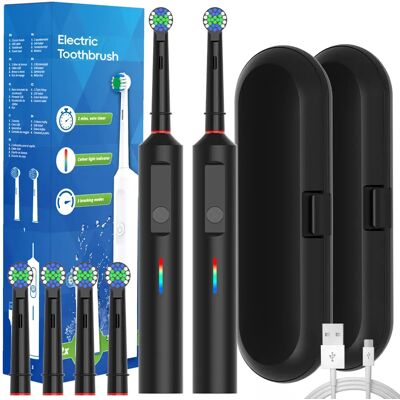NONE 2x Smart Rotating Electric Toothbrush Set, Rechargeable Rotary Toothbrushes Compatible with Oral B Braun Replacement Brush Heads NONE 2x Smart Rotating Electric Toothbrush Set, Rechargeable Rotary Toothbrushes Compatible with Oral B Braun Replacement Brush Heads