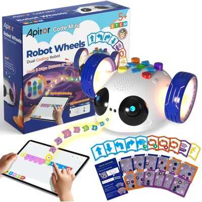 Apitor Mini Robot Wheels Coding Robot Toys Screen Free Remote Control Programming Kid Ages 5-8 STEM Educational Interactive Toys Apitor Mini Robot Wheels Coding Robot Toys Screen Free Remote Control Programming Kid Ages 5-8 STEM Educational Interactive Toys