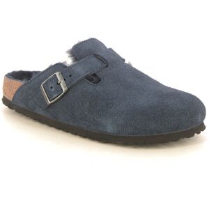 Birkenstock Boston Fur Sheepskin Navy suede Womens slipper mules 1030701 in a Plain Suede Leather in Size 40 Birkenstock Boston Fur Sheepskin Navy suede Womens slipper mules 1030701 in a Plain Suede Leather in Size 40