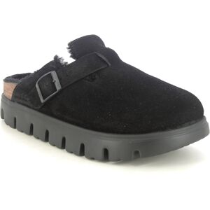 Birkenstock Boston Papillio Fur Black suede Womens slipper mules 1028453 in a Plain Suede Leather in Size 40 Birkenstock Boston Papillio Fur Black suede Womens slipper mules 1028453 in a Plain Suede Leather in Size 40