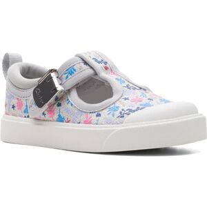 Clarks City Dance T Silver metallic Kids toddler girls trainers 7213-86F in a Plain Canvas in Size 4 Clarks City Dance T Silver metallic Kids toddler girls trainers 7213-86F in a Plain Canvas in Size 4