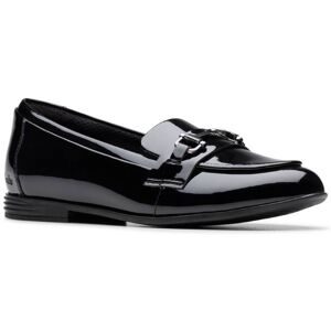 Clarks Finja Loafer O Black patent Kids girls school shoes 8493-36F in a Plain Leather in Size 1 Clarks Finja Loafer O Black patent Kids girls school shoes 8493-36F in a Plain Leather in Size 1