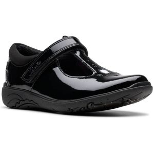 Clarks Relda Gem T Bar Black patent Kids girls school shoes 7831-76F in a Plain Coated Leather in Size 9.5 Clarks Relda Gem T Bar Black patent Kids girls school shoes 7831-76F in a Plain Coated Leather in Size 9.5