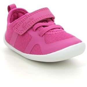 Clarks Roamer Flux T Pink Kids girls first and baby shoes 6631-17G in a Plain Textile in Size 4 Clarks Roamer Flux T Pink Kids girls first and baby shoes 6631-17G in a Plain Textile in Size 4