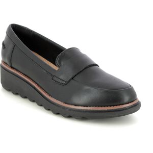 Clarks Sharon Gracie Black leather Womens loafers 5681-64D in a Plain Leather in Size 8 Clarks Sharon Gracie Black leather Womens loafers 5681-64D in a Plain Leather in Size 8