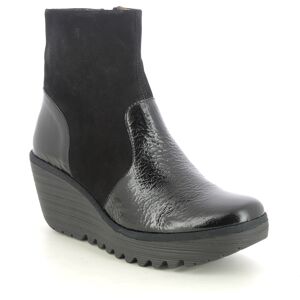Fly London Yuxi Yellow Black patent suede Womens Wedge Boots P501506-006 in a Plain Suede Leather in Size 38 Fly London Yuxi Yellow Black patent suede Womens Wedge Boots P501506-006 in a Plain Suede Leather in Size 38