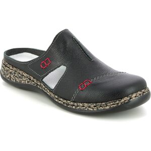 Rieker 46362-00 Black leather Womens slipper mules in a Plain Leather in Size 39 Rieker 46362-00 Black leather Womens slipper mules in a Plain Leather in Size 39