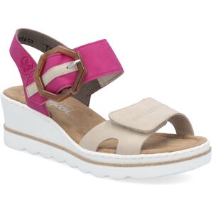 Rieker 67476-31 Beige Fuchsia Womens Wedge Sandals in a Plain Synthetic in Size 39 Rieker 67476-31 Beige Fuchsia Womens Wedge Sandals in a Plain Synthetic in Size 39